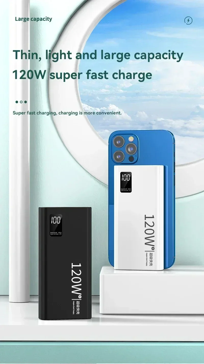 Lenovo 50000mAh 120w Super Fast Charging External Battery Ultra Capacity PowerBank Portable LED Digital Display For IPhone - Image 14