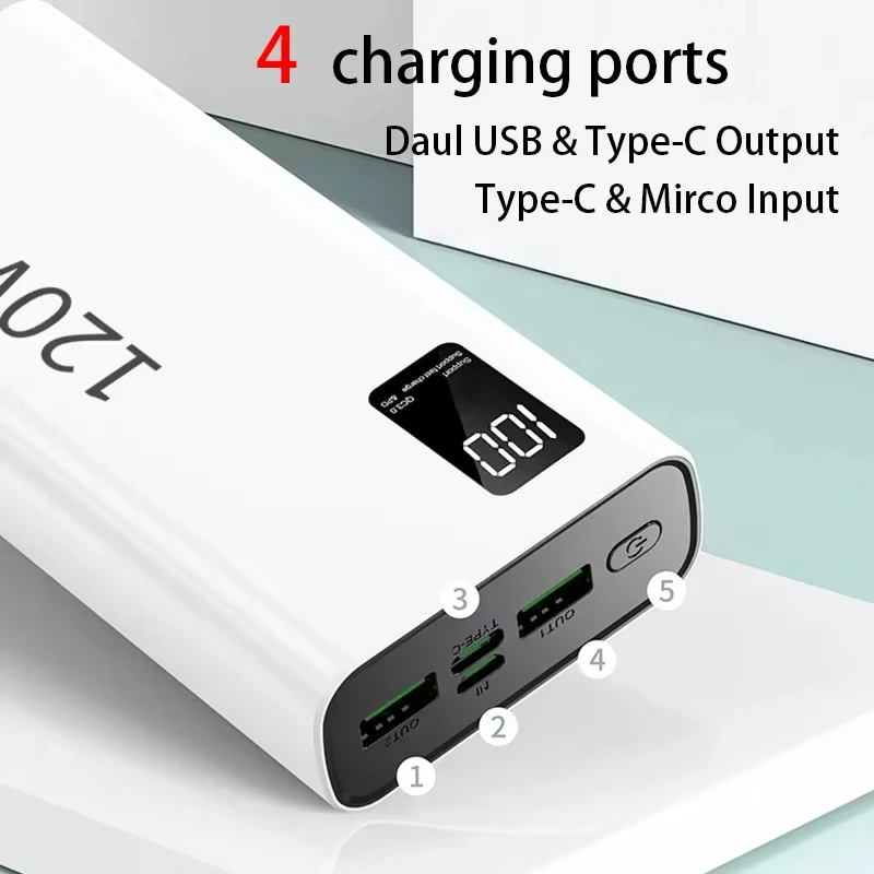 Lenovo CCC Certification 50000mAh Power Bank 120W Fast Charging High Capacity Power Bank Portable External Battery For Iphone - Image 3