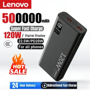 Lenovo 50000mAh 120w Super Fast Charging External Battery Ultra Capacity PowerBank Portable LED Digital Display For IPhone