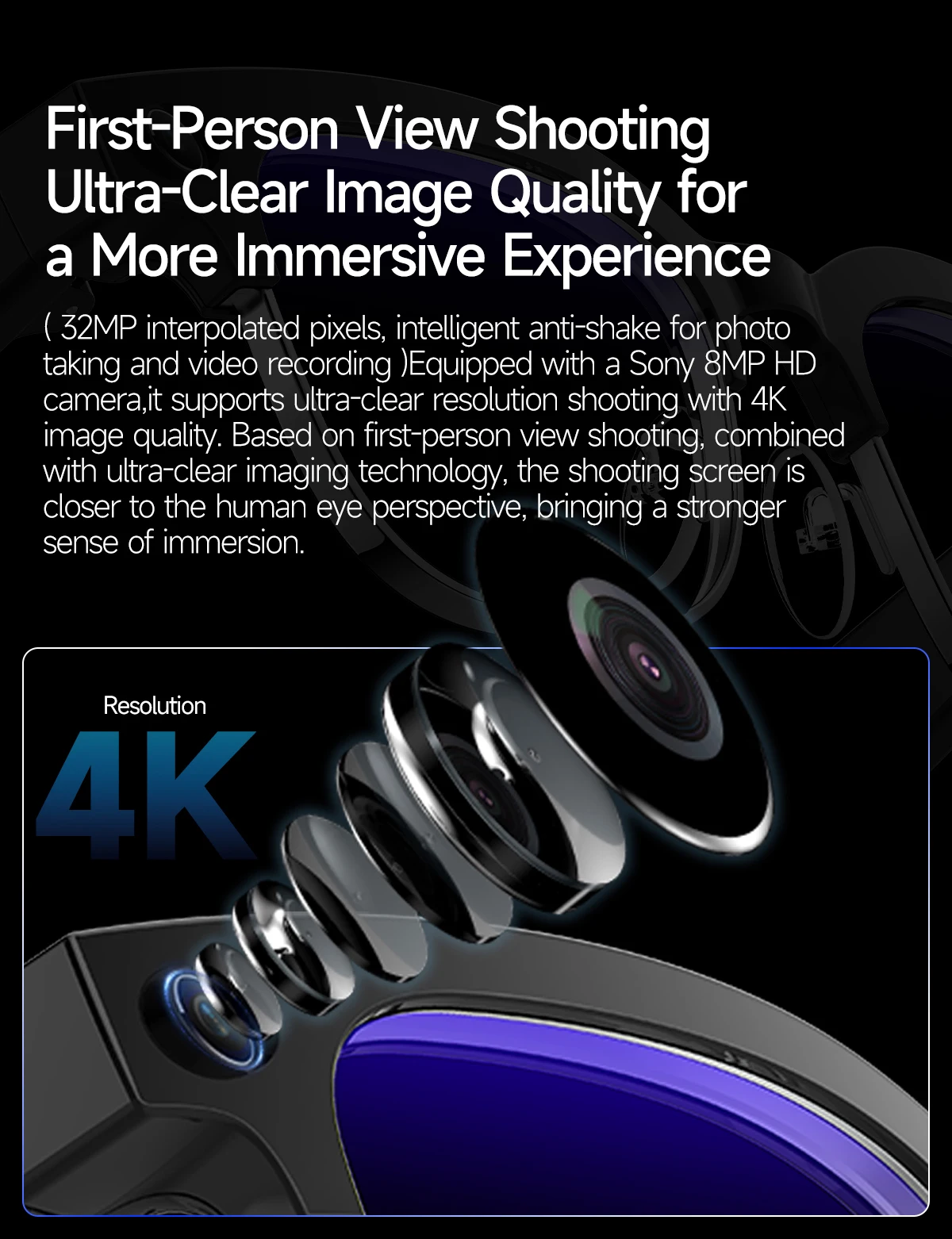 AI Smart Translation Glasses W630 Recognition 8MP HD Camera Video Audio Recording Outdoor Sunglasses BT Calling Wearable Headset - Image 11