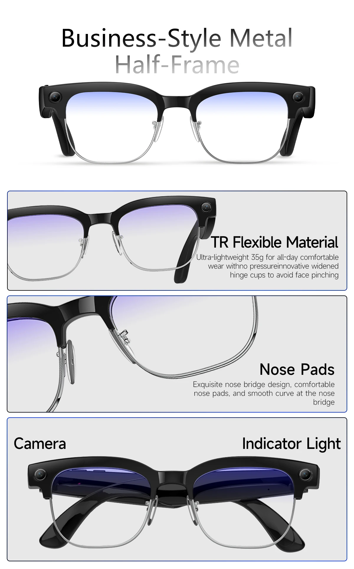 AI Smart Translation Glasses W630 Recognition 8MP HD Camera Video Audio Recording Outdoor Sunglasses BT Calling Wearable Headset - Image 10