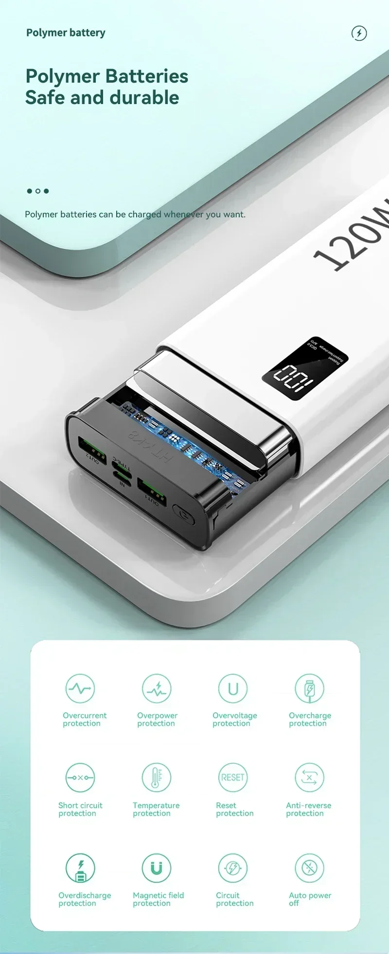 Lenovo CCC Certification 50000mAh Power Bank 120W Fast Charging High Capacity Power Bank Portable External Battery For Iphone - Image 24
