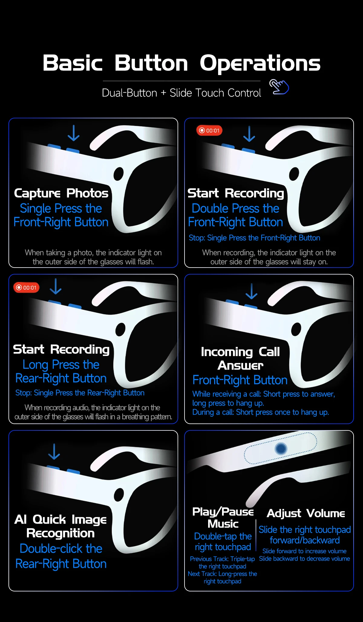 AI Smart Translation Glasses W630 Recognition 8MP HD Camera Video Audio Recording Outdoor Sunglasses BT Calling Wearable Headset - Image 27