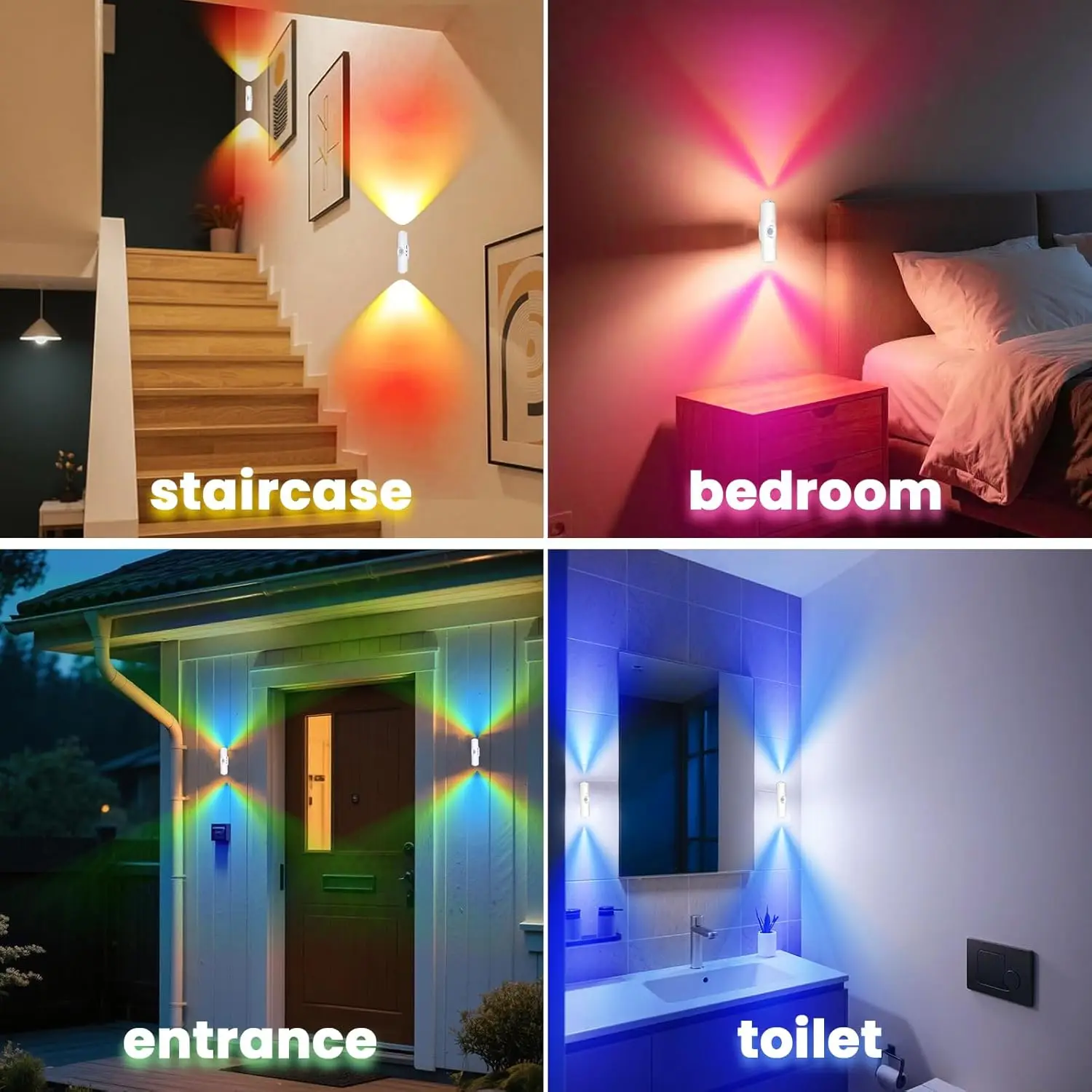 Motion sensor night light 7-color led toilet night light bedroom living room corridor double-headed wireless wall lamp magnetic - Image 25