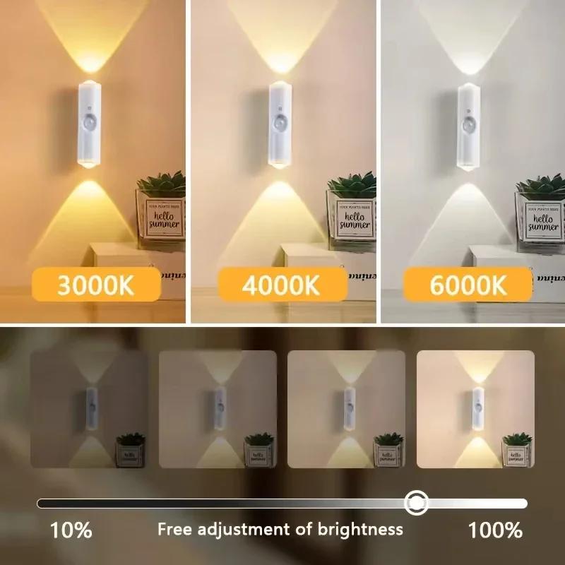 Motion sensor night light 7-color led toilet night light bedroom living room corridor double-headed wireless wall lamp magnetic - Image 6