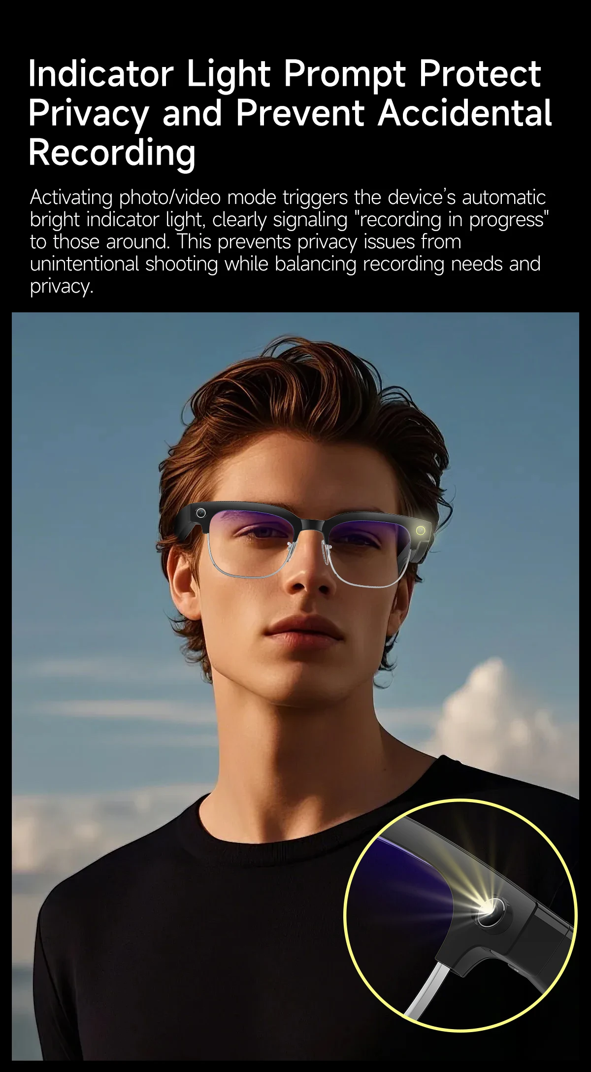 AI Smart Translation Glasses W630 Recognition 8MP HD Camera Video Audio Recording Outdoor Sunglasses BT Calling Wearable Headset - Image 12