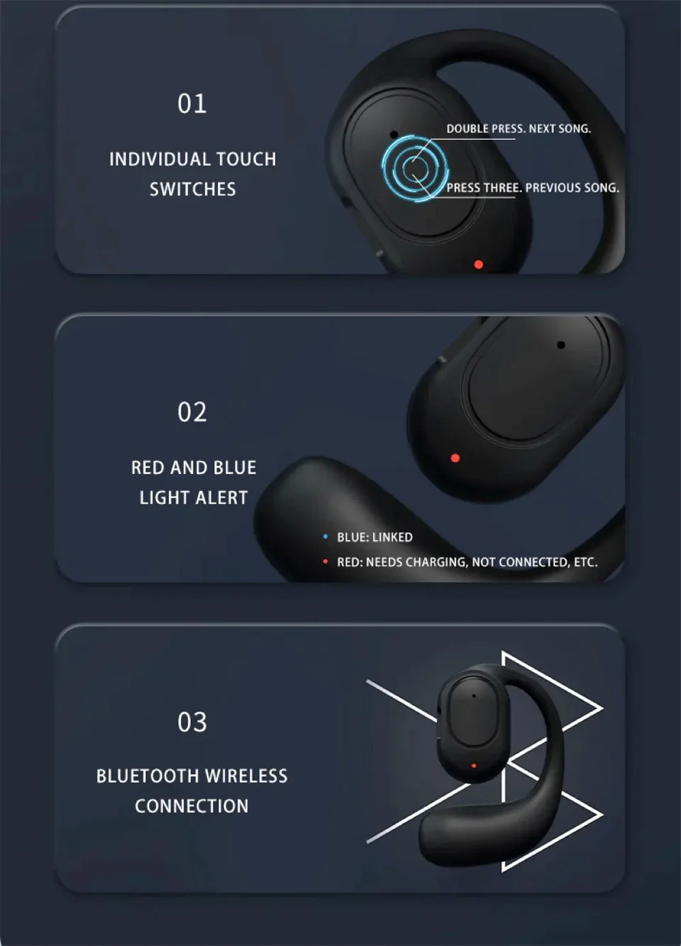 Wireless Headphones Bluetooth Headset With Microphone Bone Conduction Handsfree Noise Canceling Earphones For Driving Audifonos - Image 27