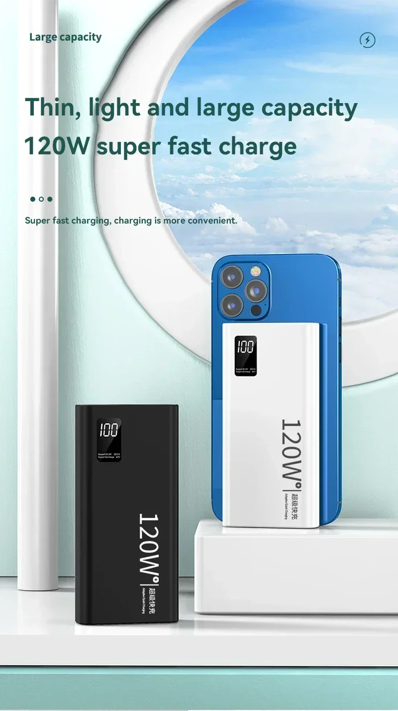 Lenovo CCC Certification 50000mAh Power Bank 120W Fast Charging High Capacity Power Bank Portable External Battery For Iphone - Image 15