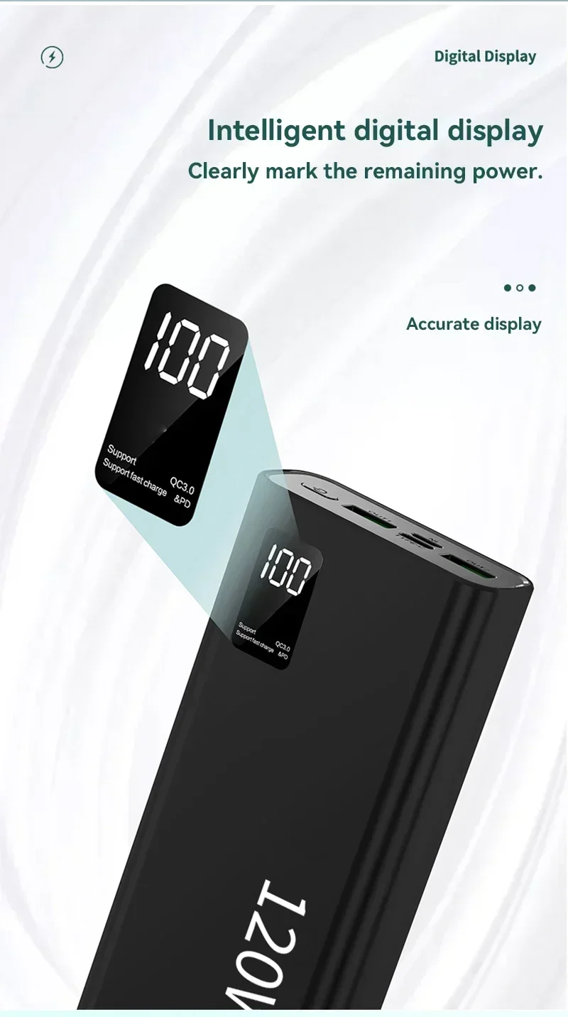 Lenovo CCC Certification 50000mAh Power Bank 120W Fast Charging High Capacity Power Bank Portable External Battery For Iphone - Image 22